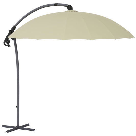 Outsunny Cantilever Parasol, with Cross Base - Beige