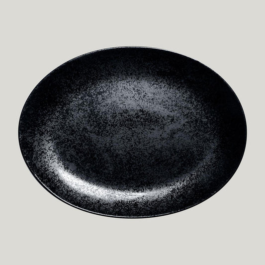 Rak Karbon Vitrified Porcelain Black Oval Platter 36x27cm Pack of 6