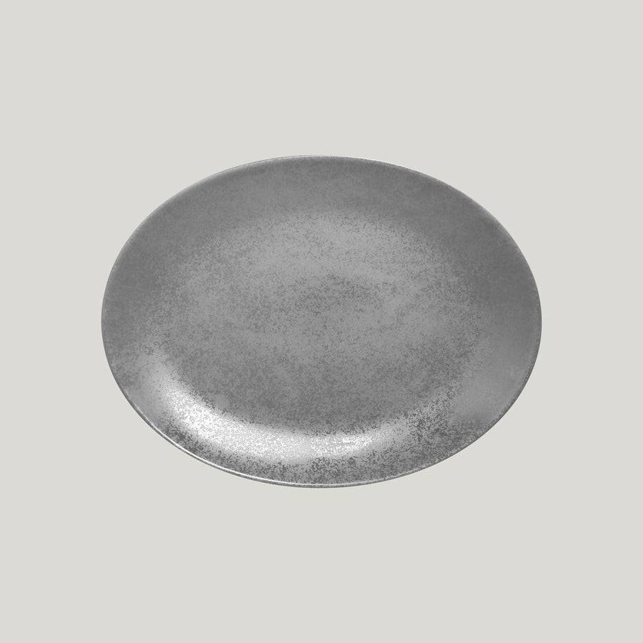 Rak Shale Vitrified Porcelain Grey Oval Platter 36x27cm Pack of 6