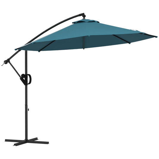Outsunny 3m Offset Cantilever Parasol Umbrella, with Cross Base - Blue