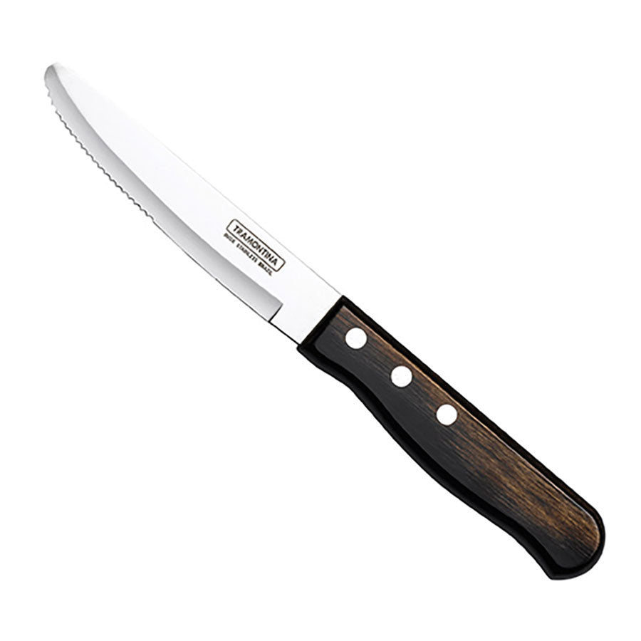 Tramontina 18/10 Stainless Steel Jumbo Polywood Steak Knife Black Handle Pack of 12