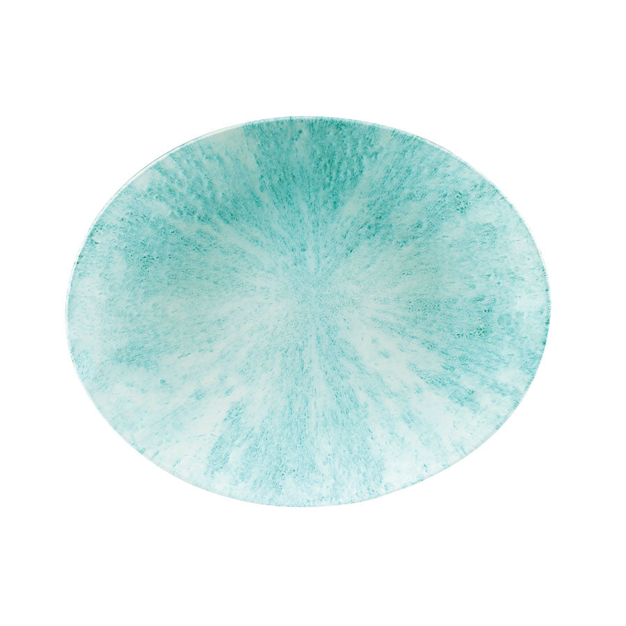 Churchill Studio Prints Stone Vitrified Porcelain Aquamarine Oval Coupe Plate 31.7x25.5cm Pack of 12