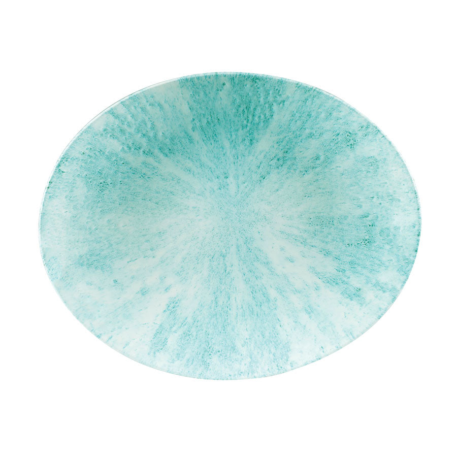 Churchill Studio Prints Stone Vitrified Porcelain Aquamarine Oval Coupe Plate 27x22.9cm Pack of 12