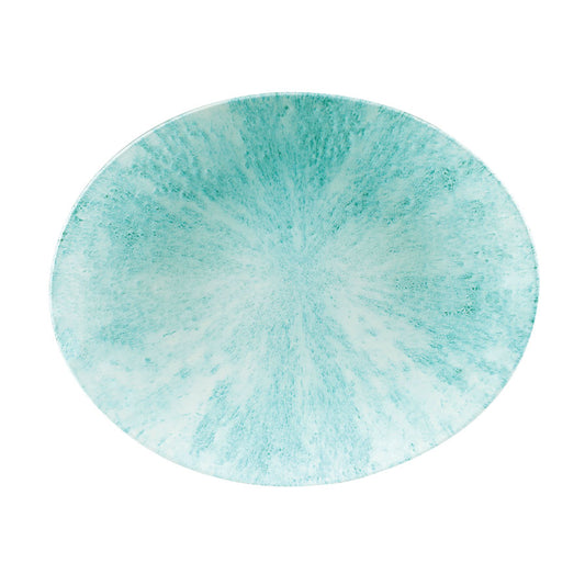 Churchill Studio Prints Stone Vitrified Porcelain Aquamarine Oval Coupe Plate 27x22.9cm Pack of 12