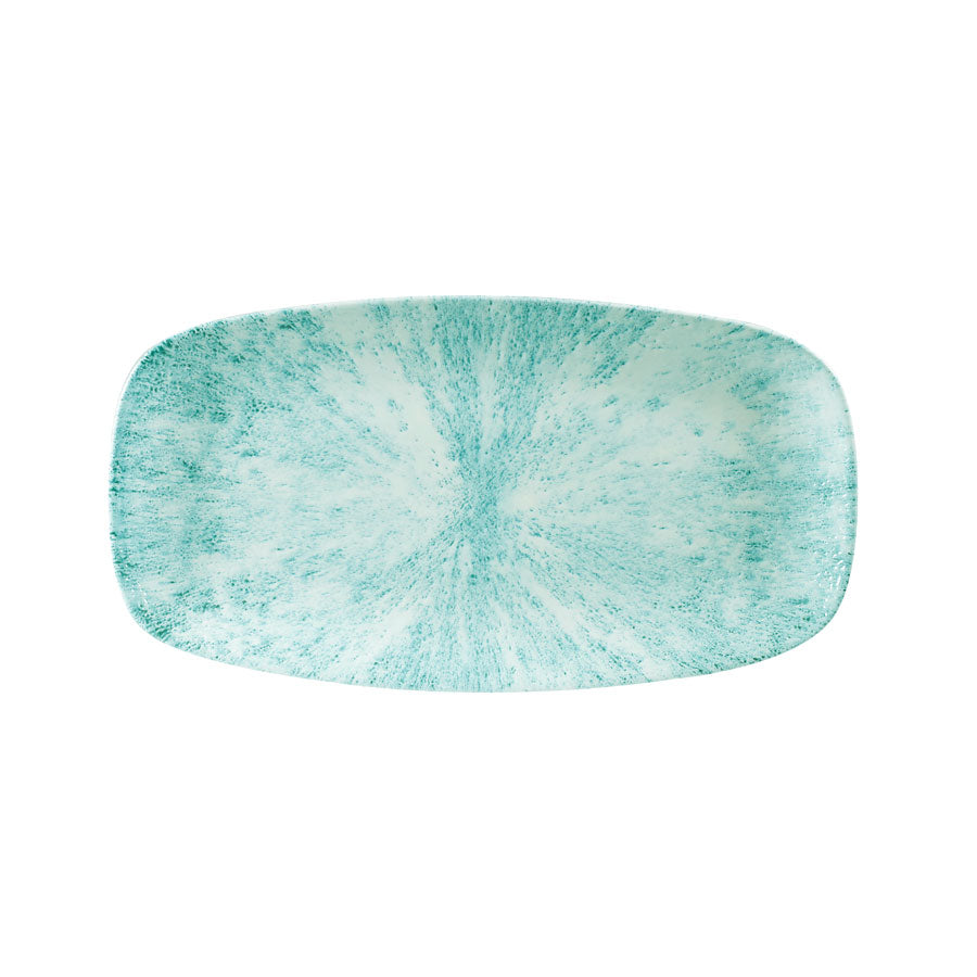 Churchill Studio Prints Stone Vitrified Porcelain Aquamarine Oblong Plate 35.5x18.9cm Pack of 6