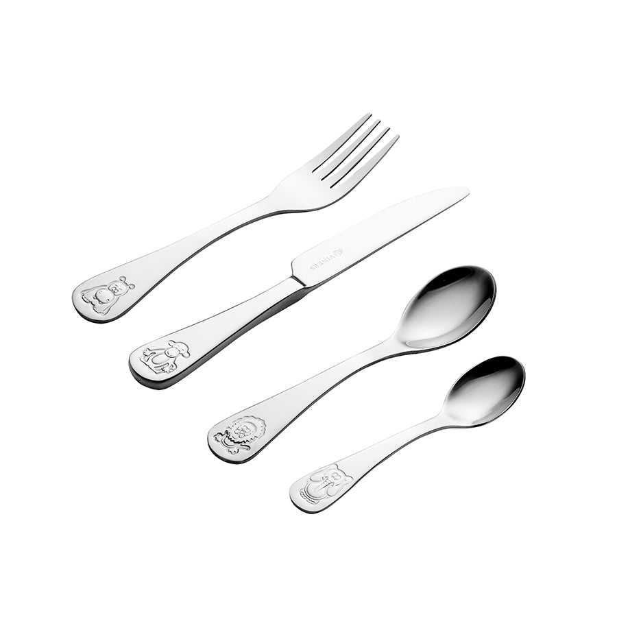 Viners Jungle 18/10 Stainless Steel 4 Piece Kids Cutlery set Gift Box Pack of 12