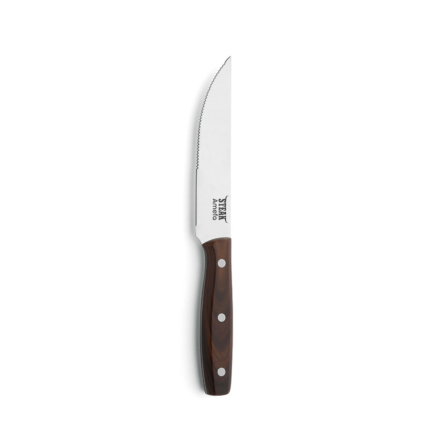 Amefa Porterhouse 18/10 Stainless Steel Steak Knife Brown Pack of 12