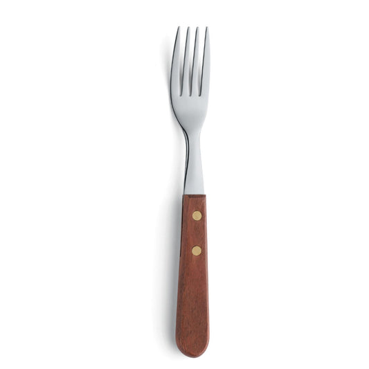 Amefa 18/0 Stainless Steel Wooden Pizza And Steak Forks Pack of 12