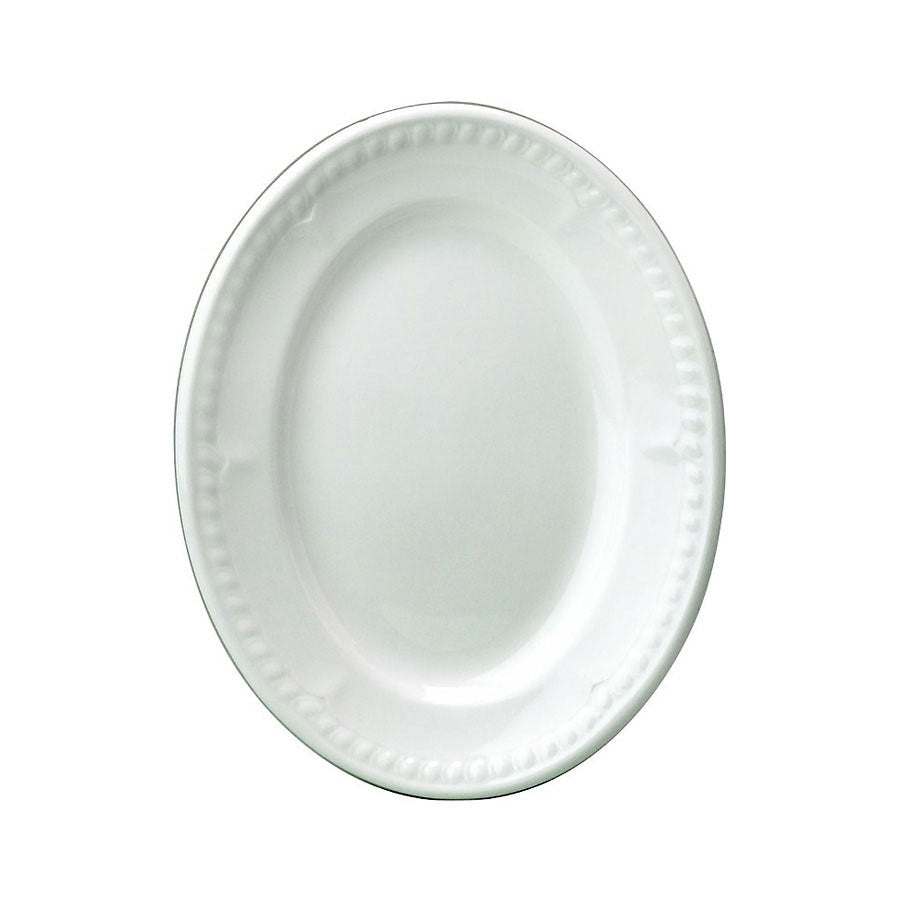 Churchill Buckingham Vitrified Porcelain White Oval Plate 25.4cm 10 Inch Pack of 12