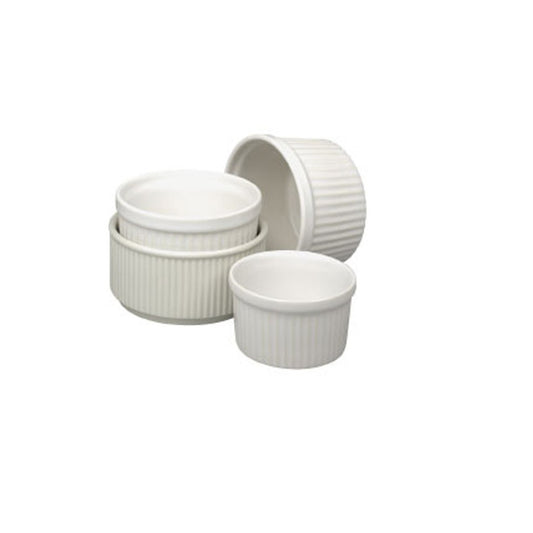 Revol French Classics Porcelain White Round Fluted Ramekin 9.4x4.3cm 17cl Pack of 6