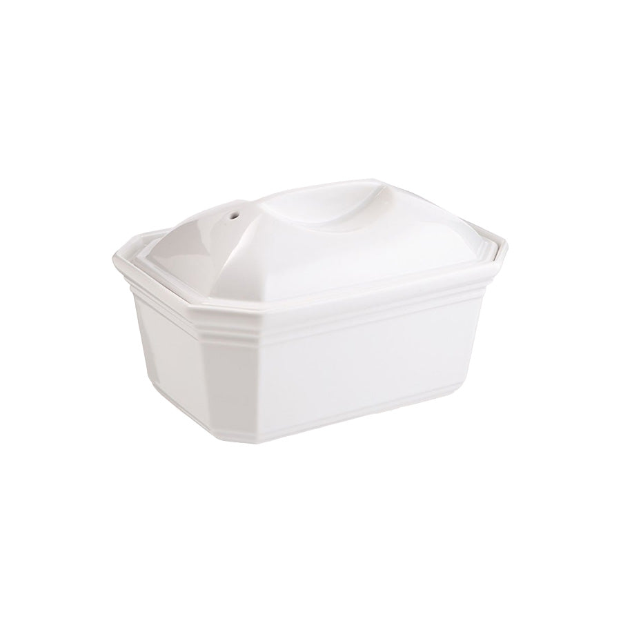 Revol French Classics Porcelain White Rectangular Terrine With Lid 17x12x10cm 60cl Pack of 4