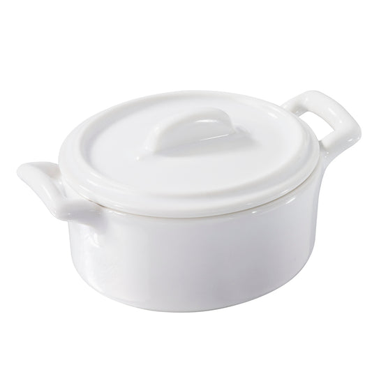 Revol Belle Cuisine Ceramic White Round Mini Cocotte With Lid 7.5x7x4.2cm 8cl Pack of 6