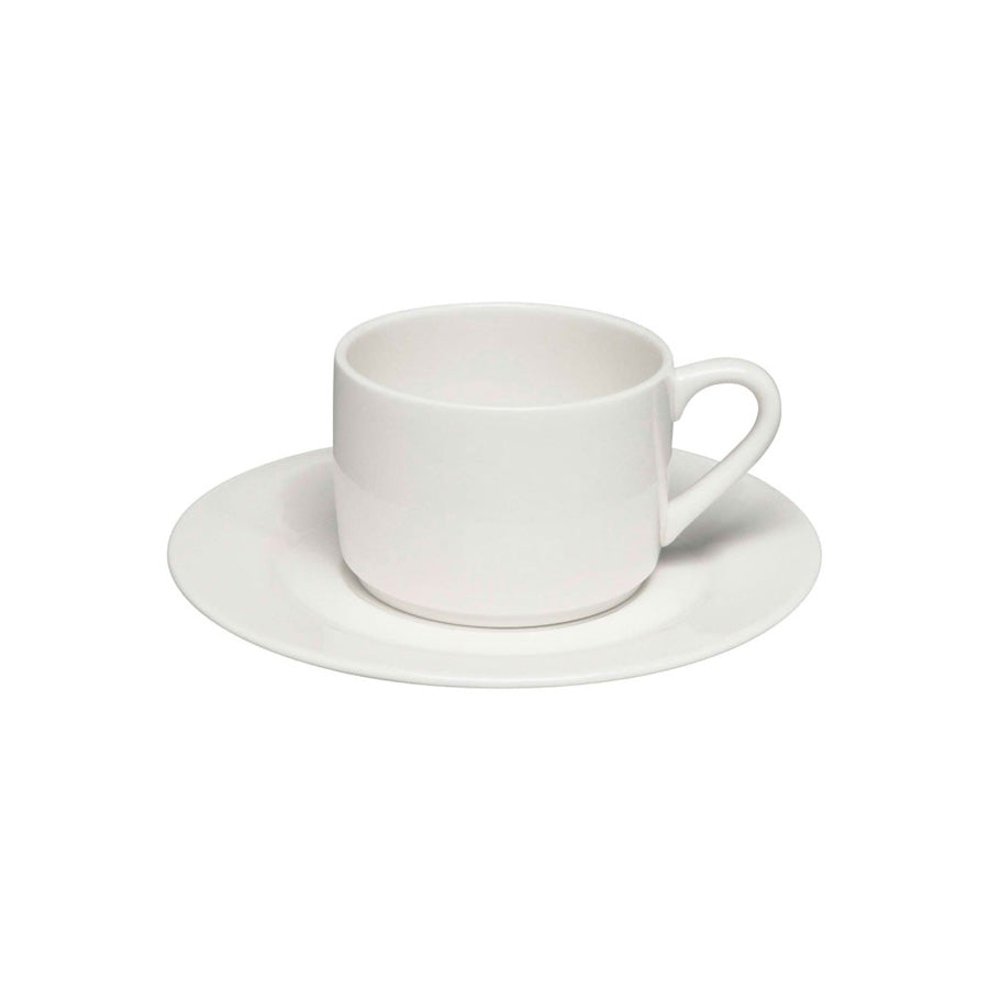 Elia Glacier Bone China White Stacking Teacup 24cl Pack of 6