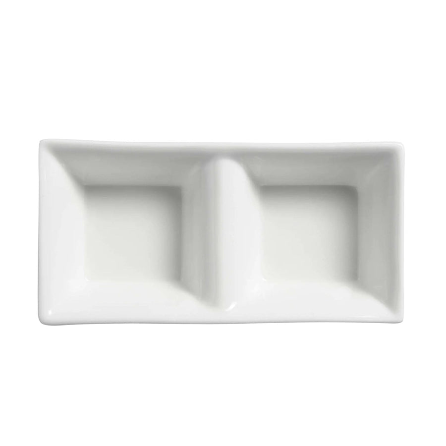 Elia Orientix Bone China White Double Sauce Dish 14.5cm Pack of 6