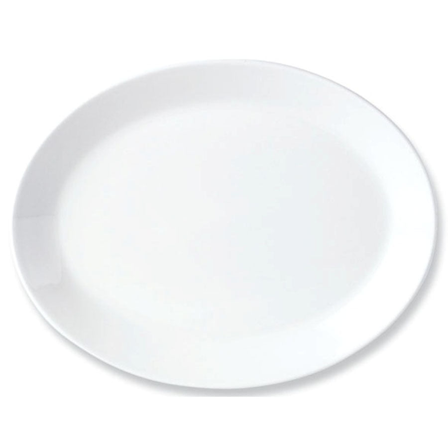 Steelite Simplicity Vitrified Porcelain White Oval Coupe Plate 30.5cm Pack of 12