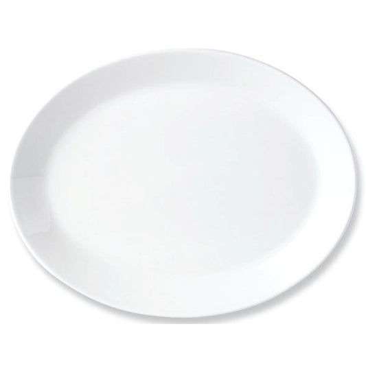 Steelite Simplicity Vitrified Porcelain White Oval Coupe Plate 28.2cm Pack of 12