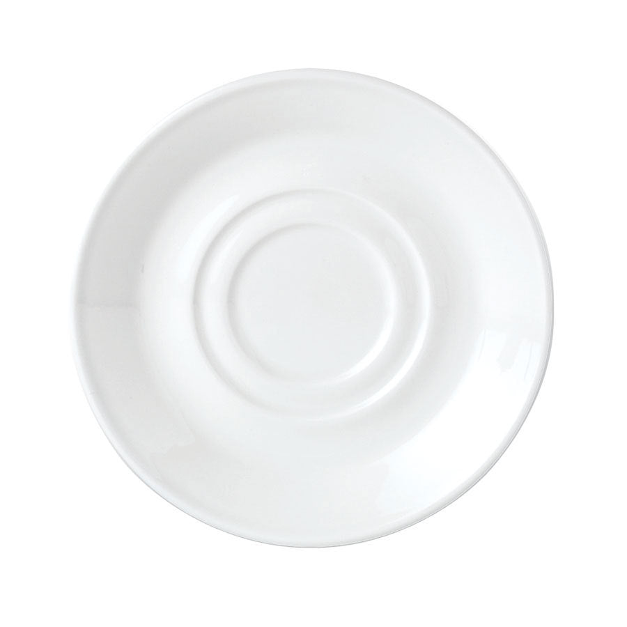 Steelite Simplicity Vitrified Porcelain White Round Taste Large Double Well Saucer 14.5cm Pack of 36