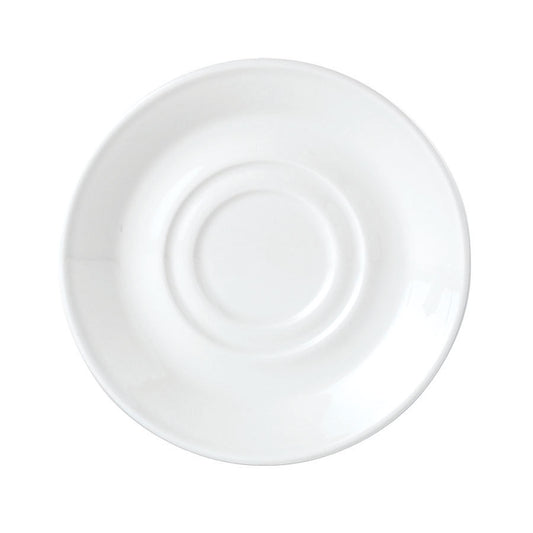 Steelite Simplicity Vitrified Porcelain White Round Taste Large Double Well Saucer 14.5cm Pack of 36