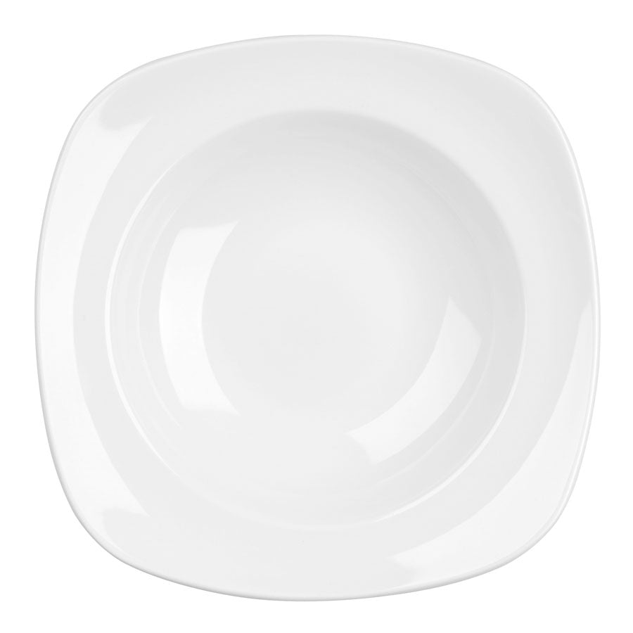 Churchill X Squared Vitrified Porcelain White Square Pasta/Soup Plate 24.5cm 48.3cl 17ox Pack of 12