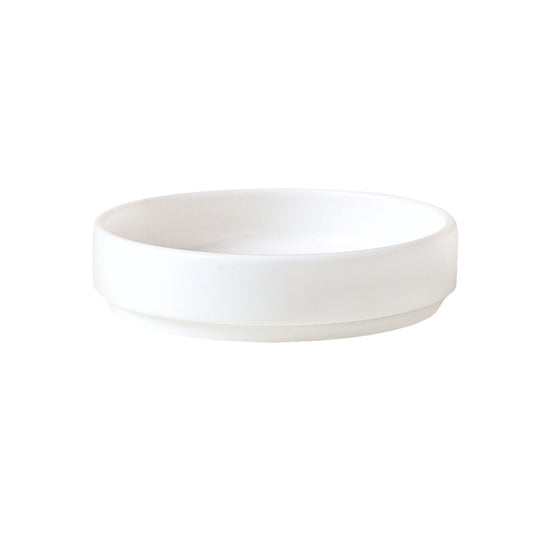 Steelite Monaco Vitrified Porcelain White Round Trays Stackable 7.5cm Pack of 12