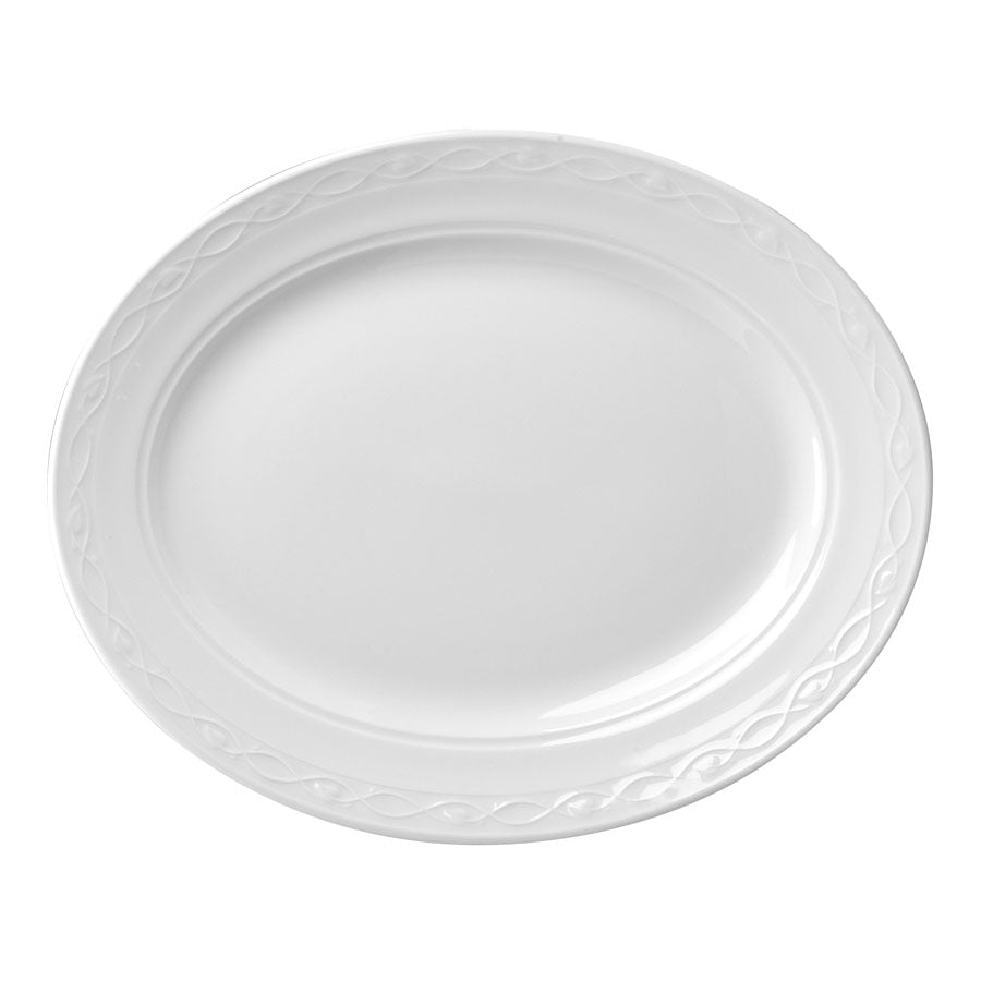 Churchill Chateau Blanc Vitrified Porcelain White Oval Platter 35.6cm Pack of 12