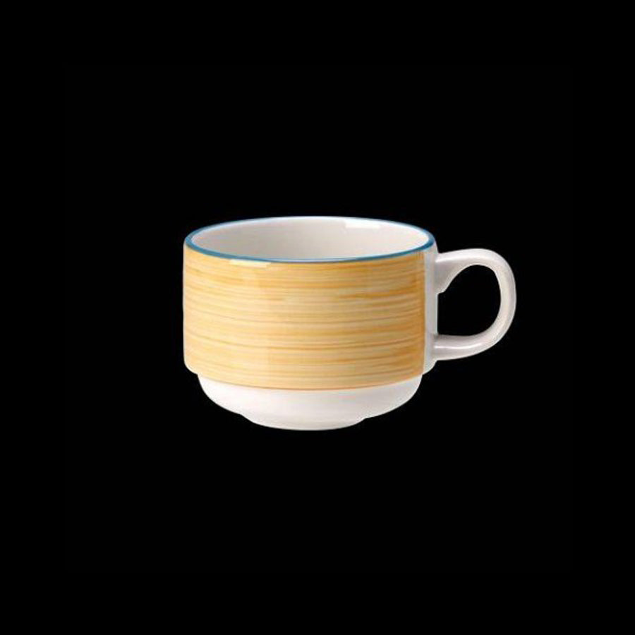 Steelite Freedom Vitrified Porcelain Rio Yellow Slimline Stacking Teacup 6oz Pack of 36