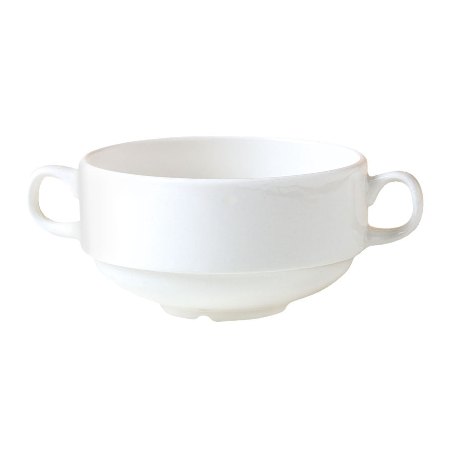 Steelite Monaco Vitrified Porcelain White Round Handled Soup Cup Stackable 28.5cl Pack of 36