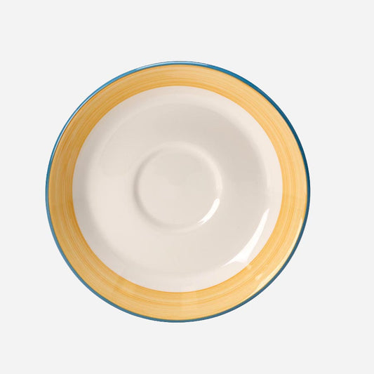 Steelite Rio Vitrified Porcelain Round Yellow Slimeline Saucer 15.25cm Pack of 36