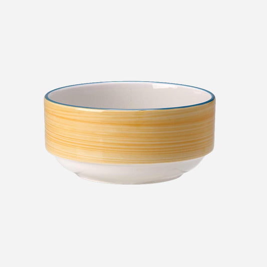 Steelite Rio Vitrified Porcelain Round Yellow Unhandled Soup Cup 28.5cl Pack of 36