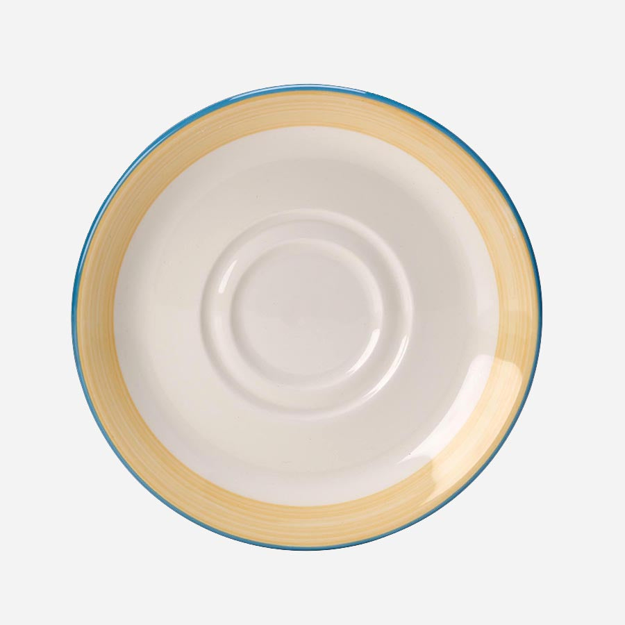 Steelite Rio Vitrified Porcelain Round Yellow Double Well Saucer 14.5cm Pack of 36