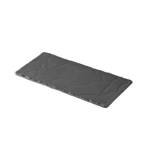 Revol Basalt Ceramic Black Rectangular Tray 25x12cm Pack of 6