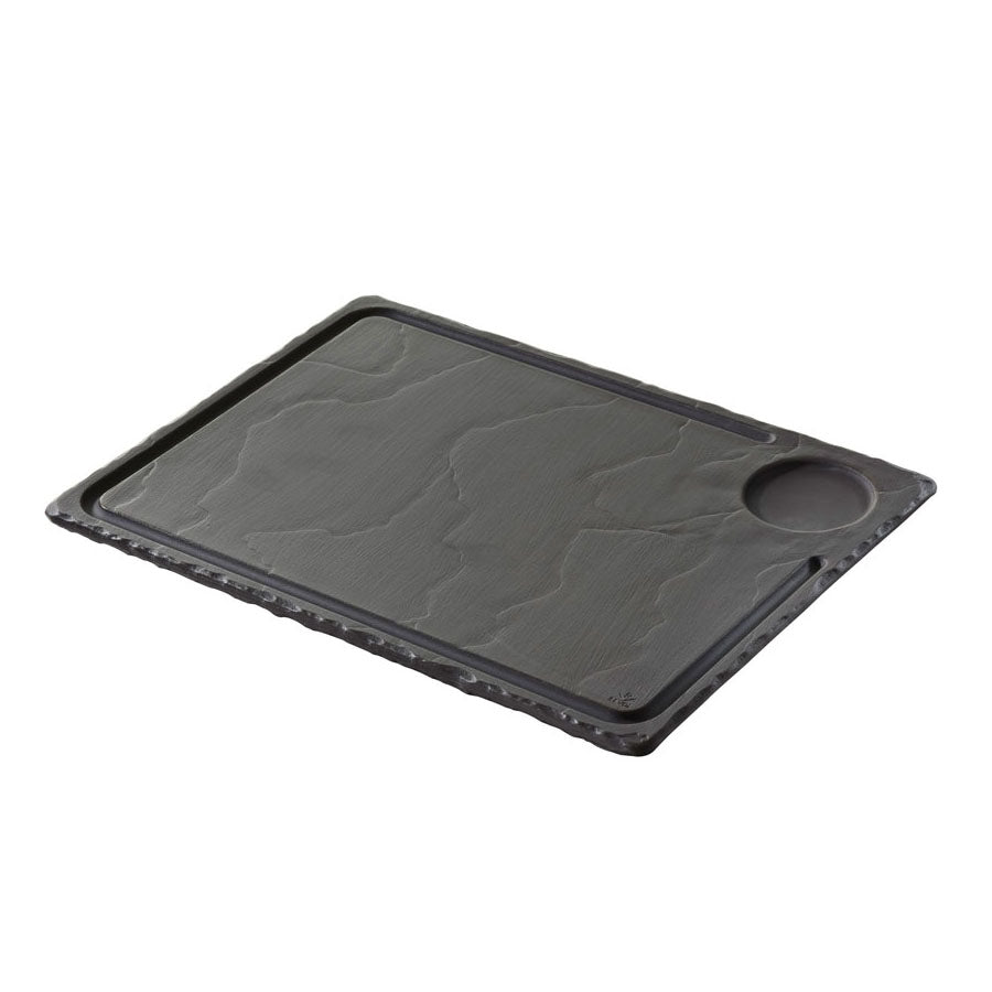 Revol Basalt Ceramic Black Rectangular Steak Plate 33x24cm Pack of 3