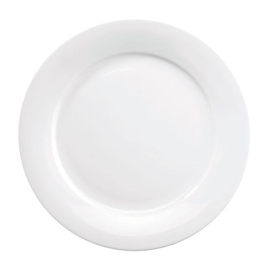 Churchill Art De Cuisine Porcelain White Round Menu Mid Rim Plate 25.4cm 10 Inch Pack of 6