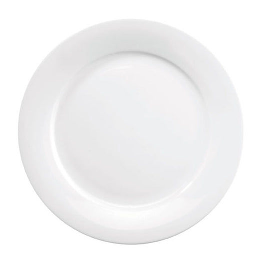 Churchill Art De Cuisine Porcelain White Round Menu Mid Rim Plate 25.4cm 10 Inch Pack of 6