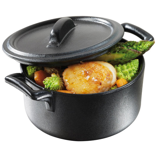 Revol Belle Cuisine Ceramic Black Oval Cocotte With Lid 13.5x12.2x8cm 45cl