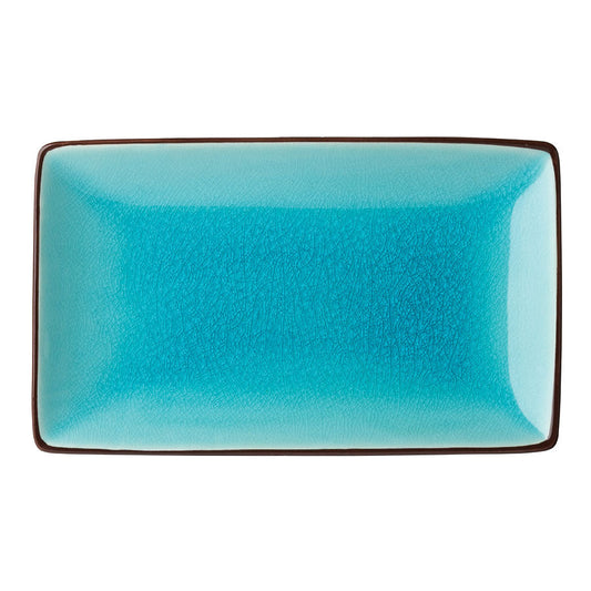 Utopua Soho Stoneware Aqua Black Rectangular Plate 21x14cm 8.5x5.5 Inch Pack of 6