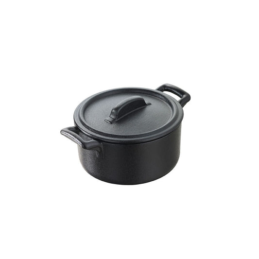 Revol Belle Cuisine Ceramic Black Round Cocotte With Lid 10x7cm 20cl Pack of 4