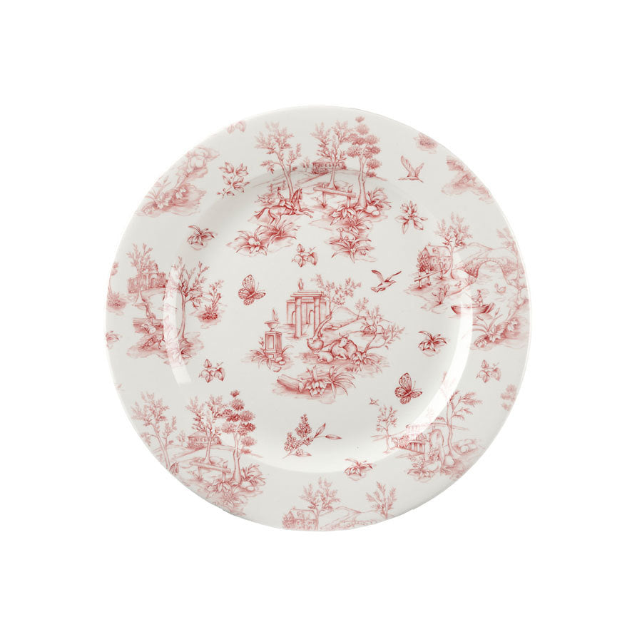 Churchill Vintage Prints Vitrified Porcelain Cranberry Round Toile Plate 30.5cm Pack of 6