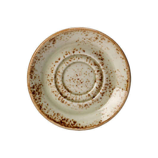 Steelite Craft Vitrified Porcelain Green Round Double Well Slimline Saucer 16.5cm Pack of 36