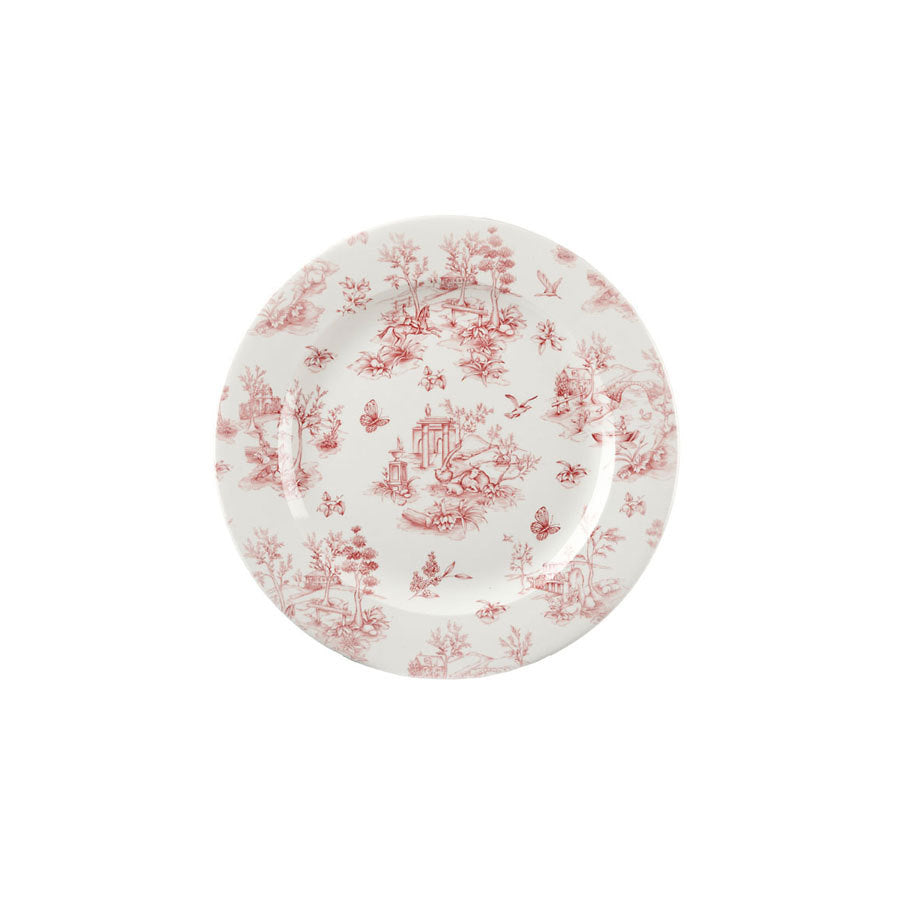 Churchill Vintage Prints Vitrified Porcelain Cranberry Round Toile Plate 21cm Pack of 6