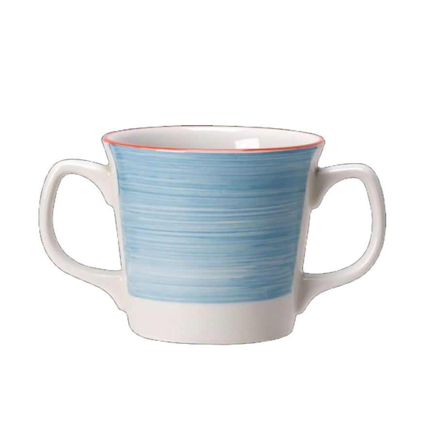 Steelite Freedom Vitrified Porcelain Blue Double Handled Mug 10oz 28.5cl Pack of 12