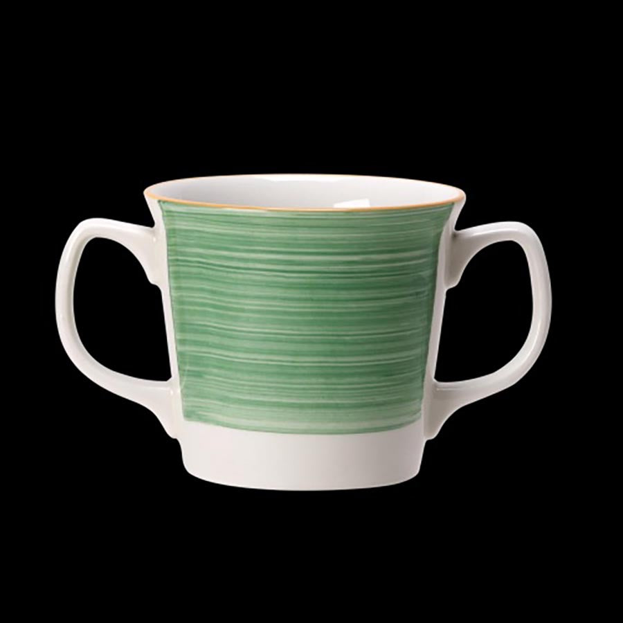 Steelite Freedom Vitrified Porcelain Green Double Handled Mug 10oz 28.5cl Pack of 12