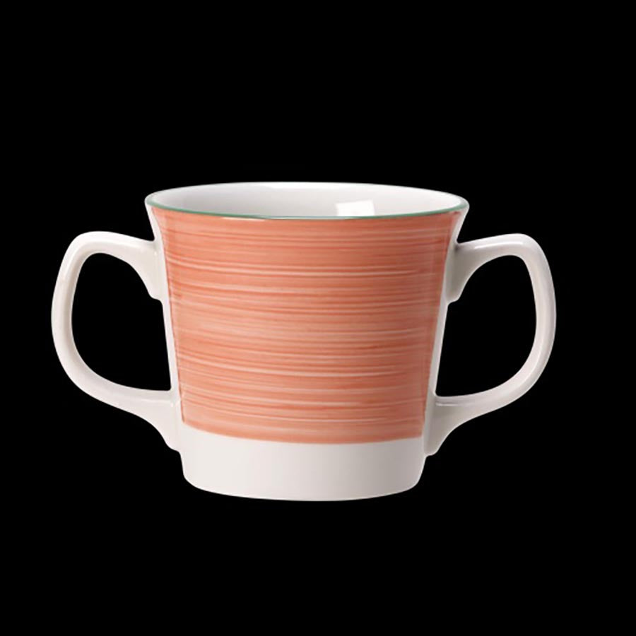 Steelite Freedom Vitrified Porcelain Pink Double Handled Mug 10oz 28.5cl Pack of 12