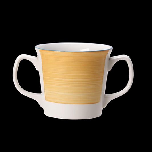 Steelite Freedom Vitrified Porcelain Yellow Double Handled Mug 10oz 28.5cl Pack of 12