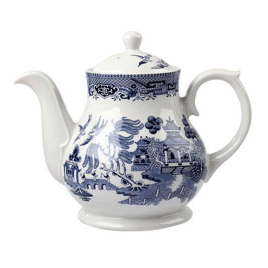 Churchill Vintage Prints Vitrified Porcelain Blue Willow Sandringham Tea/Coffee Pot 30oz Pack of 4