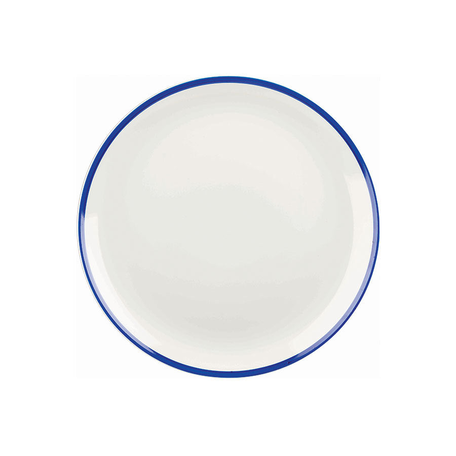 Churchill Retro Blue Vitrified Porcelain White Round Large Coupe Plate 28.8cm Pack of 12