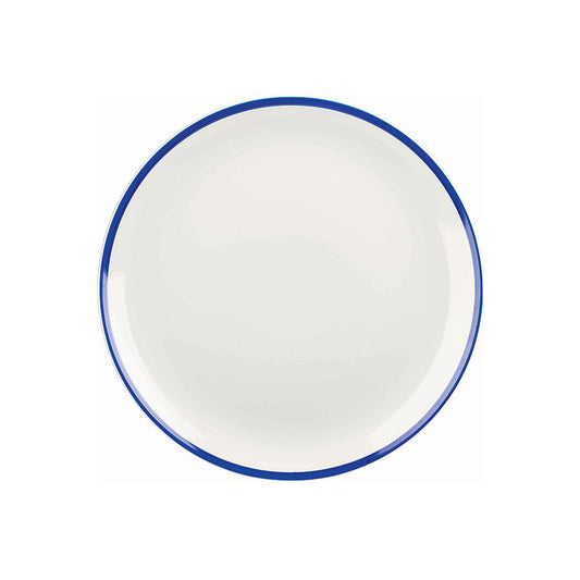 Churchill Retro Blue Vitrified Porcelain White Round Large Coupe Plate 28.8cm Pack of 12