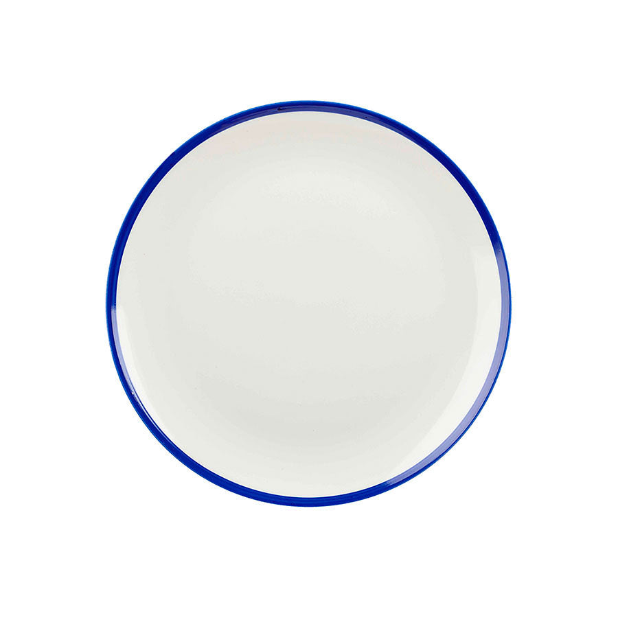 Churchill Retro Blue Vitrified Porcelain White Round Intermediate Coupe Plate 26cm Pack of 12