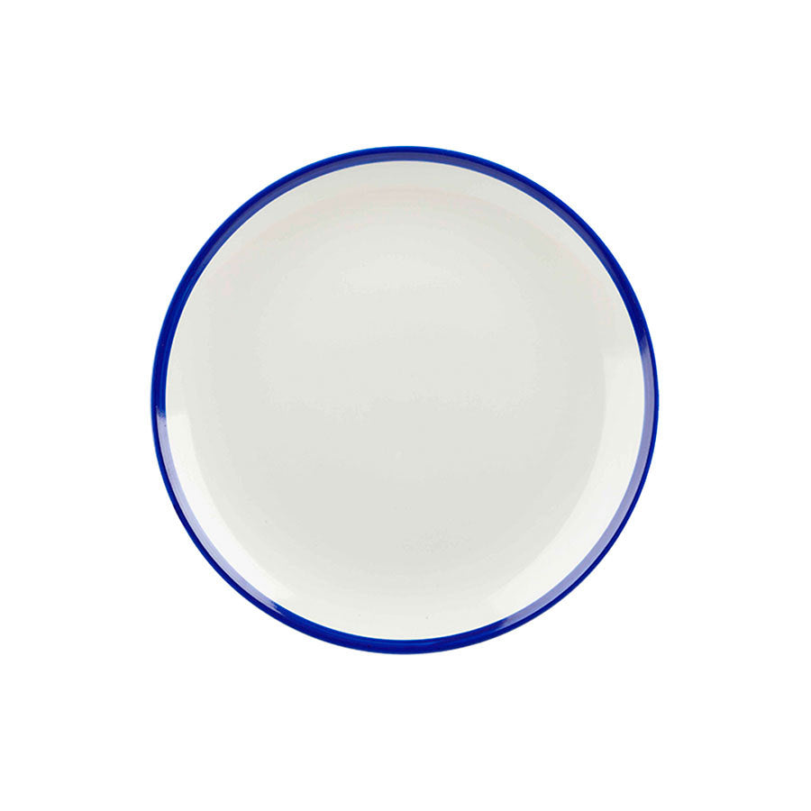 Churchill Retro Blue Vitrified Porcelain White Round Medium Coupe Plate 21.7cm Pack of 12