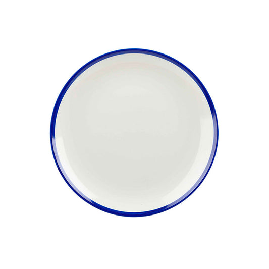 Churchill Retro Blue Vitrified Porcelain White Round Medium Coupe Plate 21.7cm Pack of 12